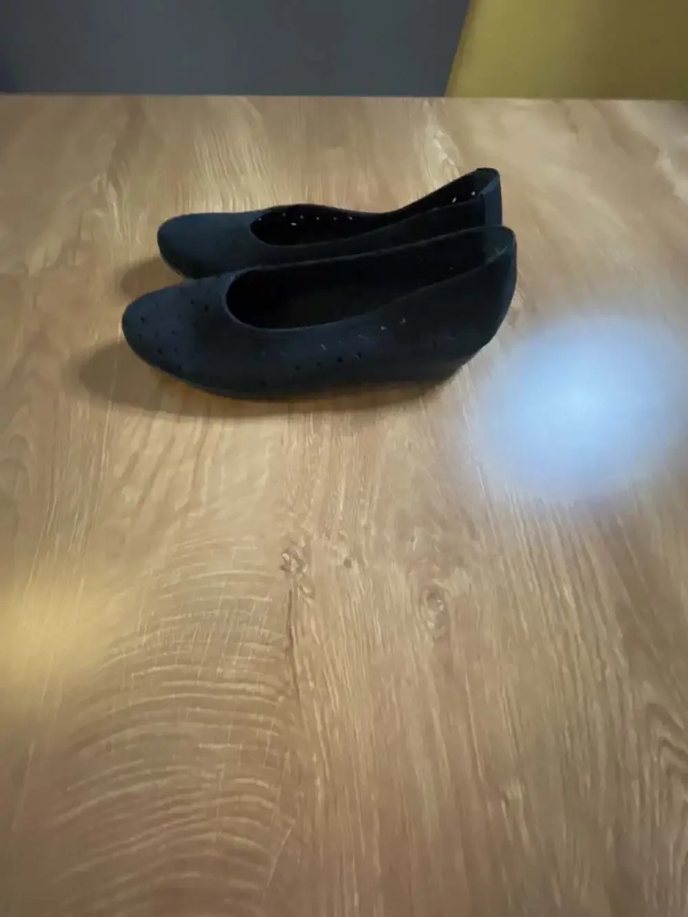 Munro American Black Perforated Leather Wedge Comfort Flats